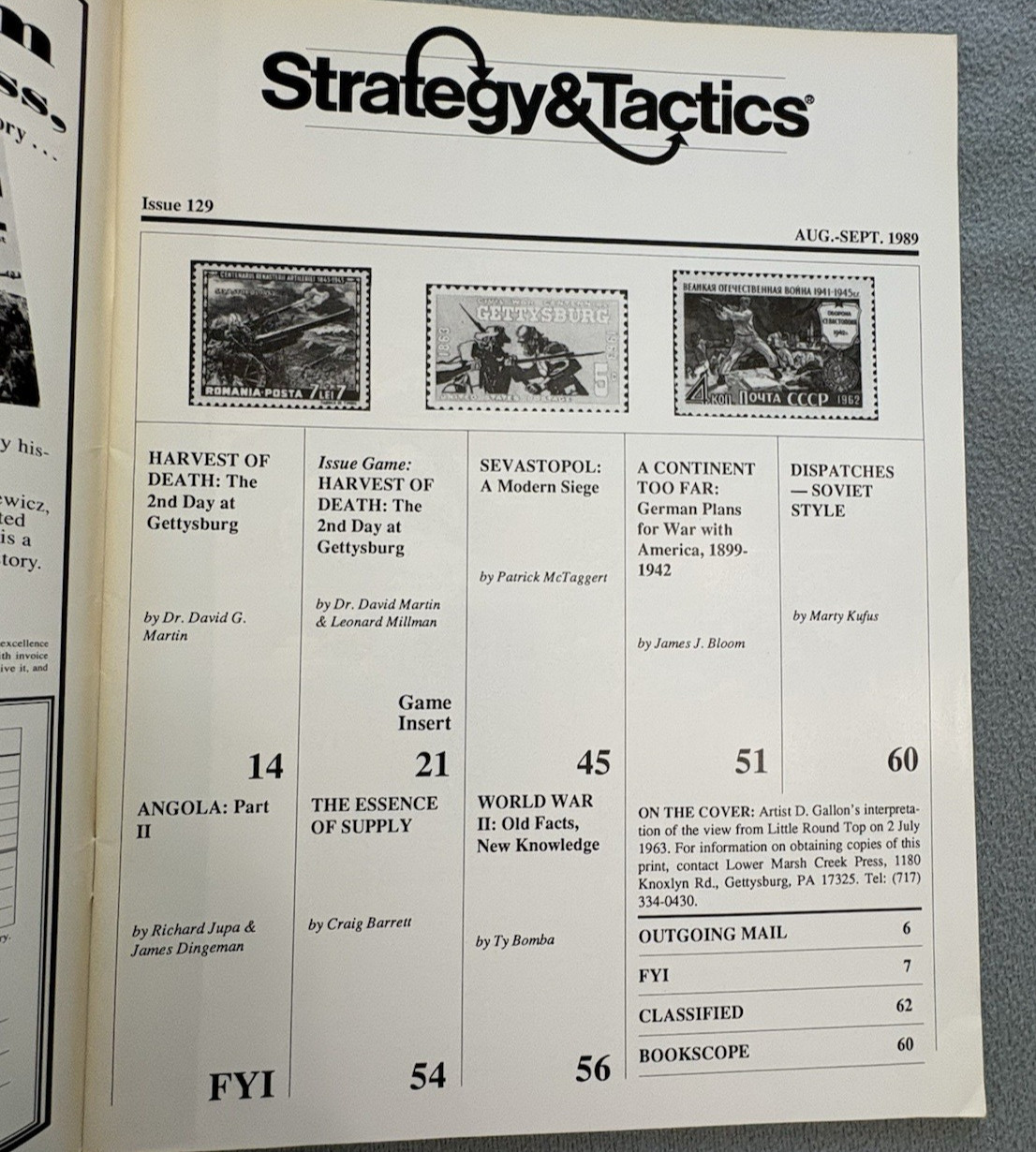 Harvest of Death game UNPUNCHED Strategy Tactics 129; complete; ACW Gettysburg