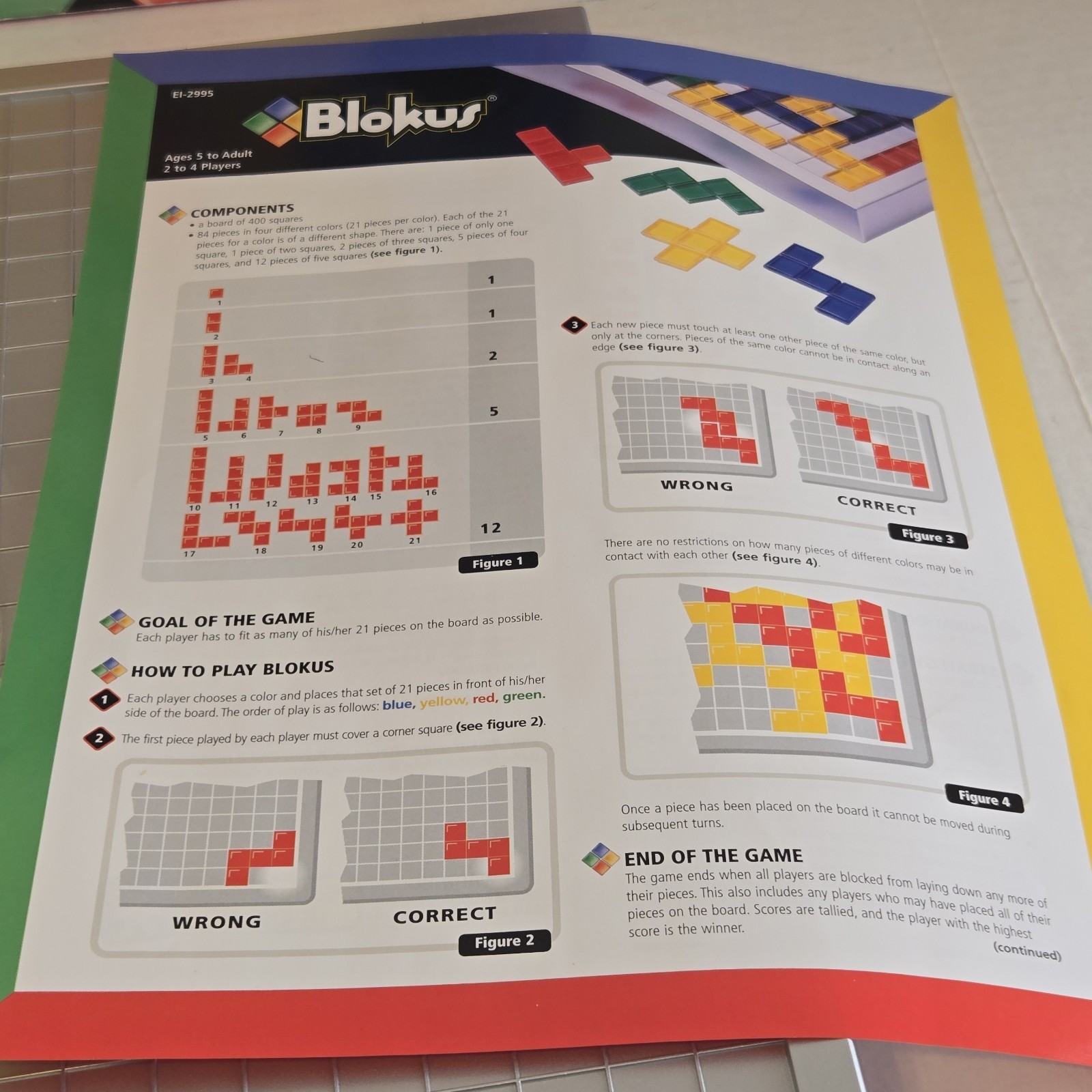 Blokus Strategy Game Educational Insights 2005 Large Version **COMPLETE**