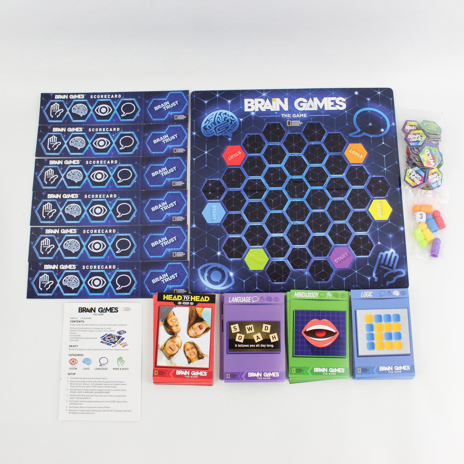 2015 Buffalo Games The National Geographic Channel Brain Games Board Game