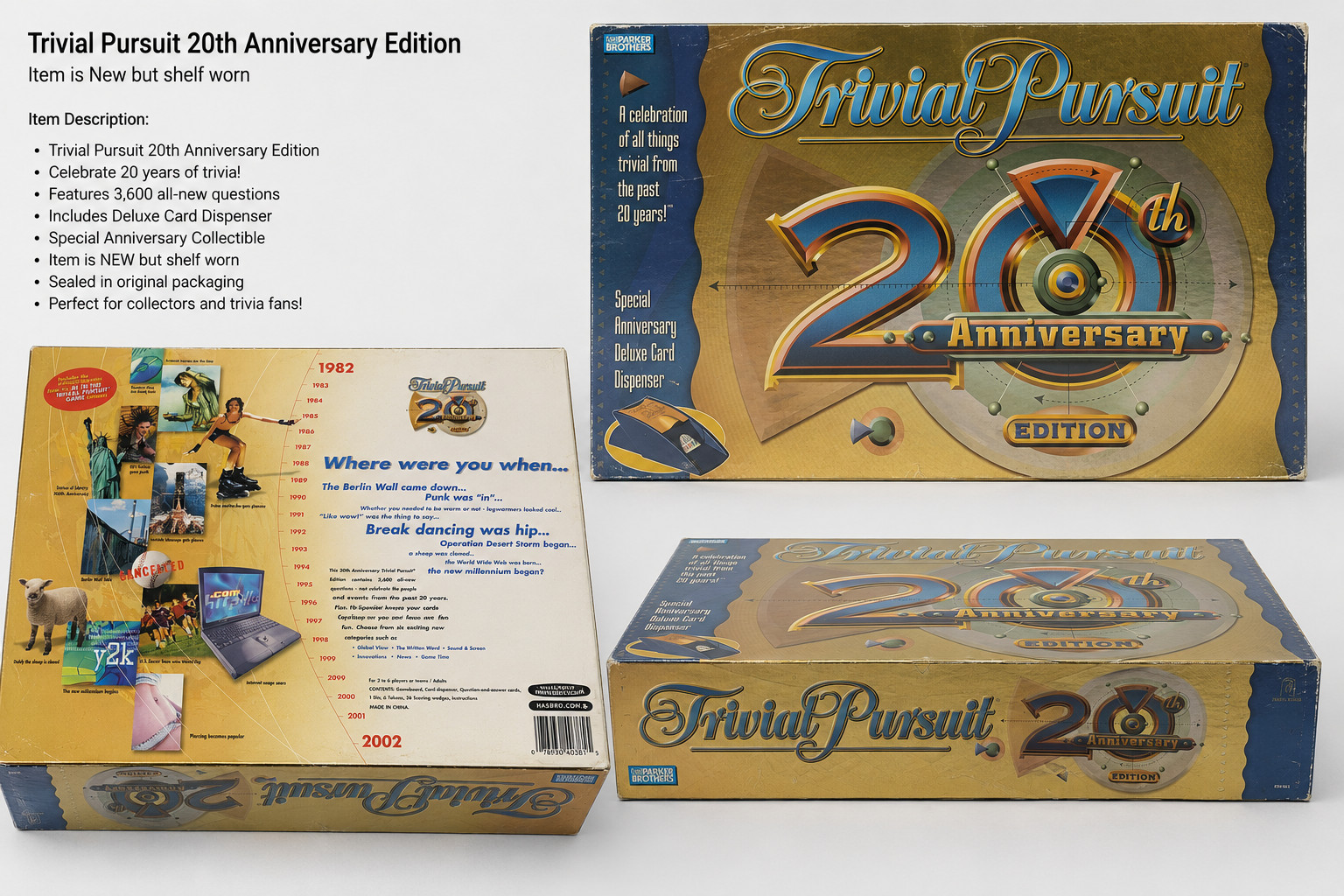 Trivial Pursuit 20th Anniversary Edition Deluxe Card Dispenser New Shelf Worn