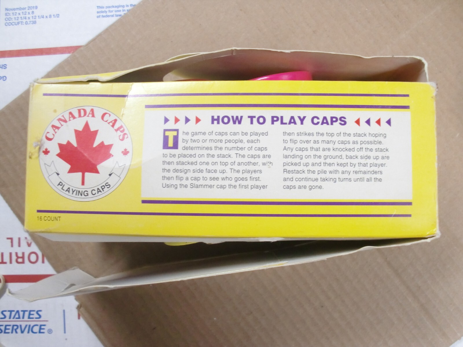 POGS/MILKCAPS CANADA CAPS STARTER KITS BOX WITH 16 STARTER POG KITS IN CANISTERS