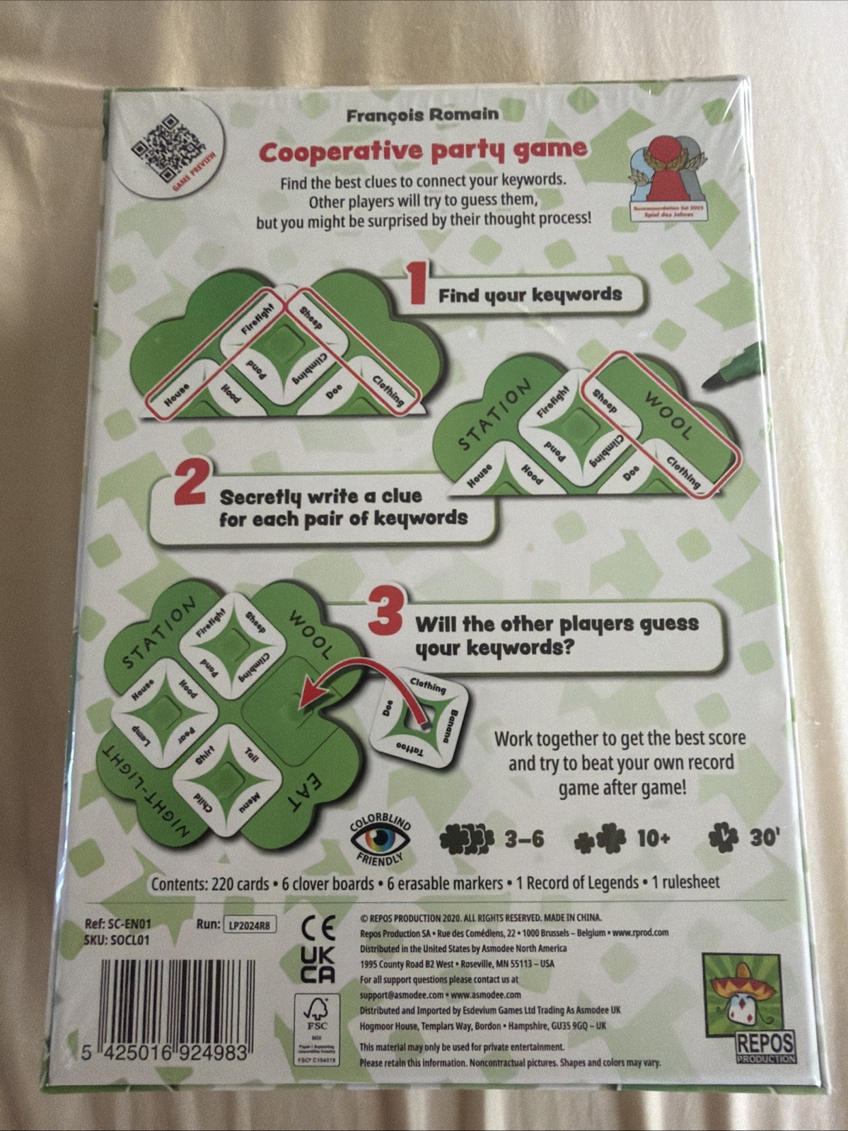 So Clover! Cooperative Party Word Game by Repos Production Brand New Sealed