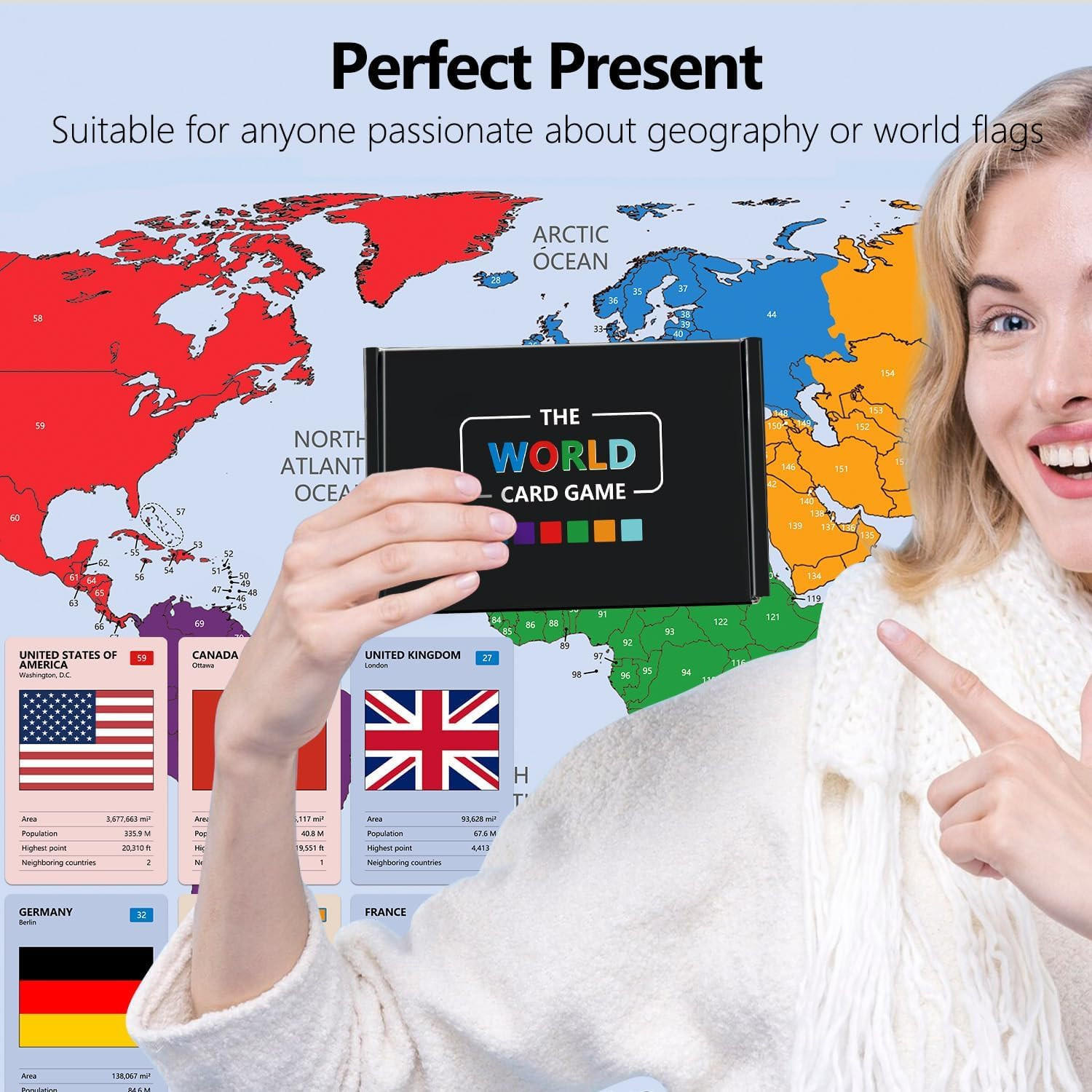 The World Card Game – World Flags Flashcards – Geography Board Game with World