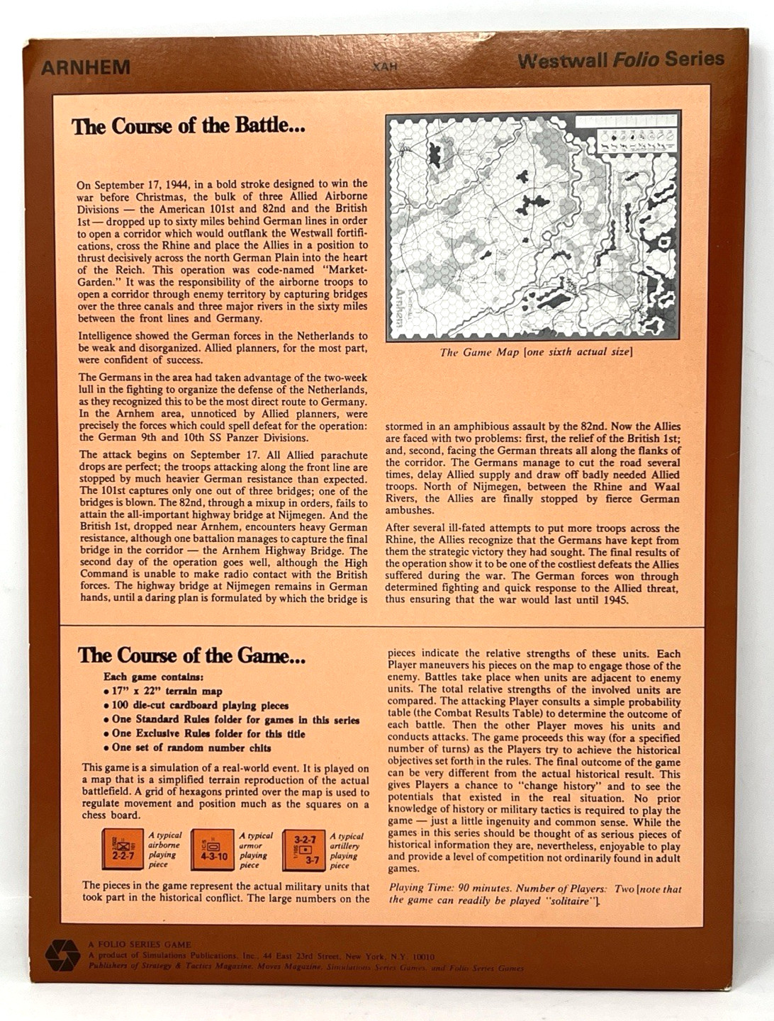 SPI 1976 West Wall Folio Series ARNHEM – Operation Market Garden 1944