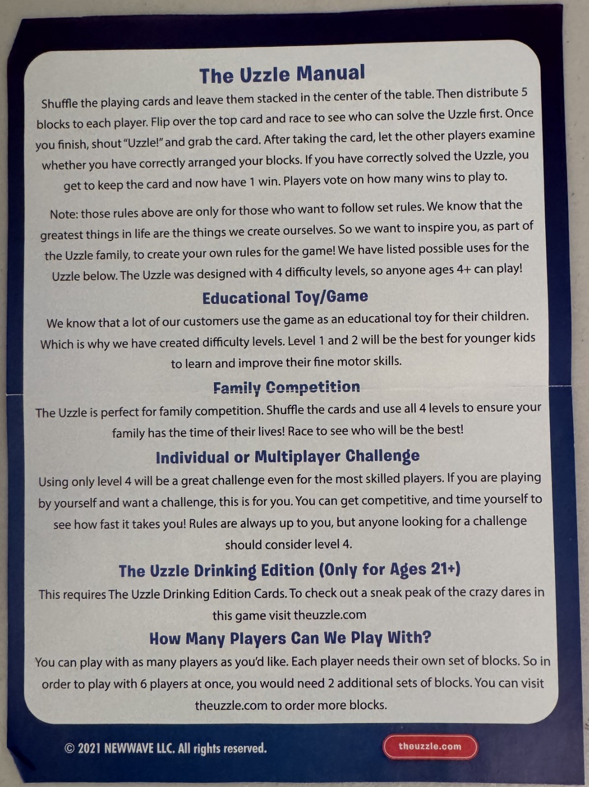 The Uzzle Board Game – Family Board Game for Children & Adults Complete
