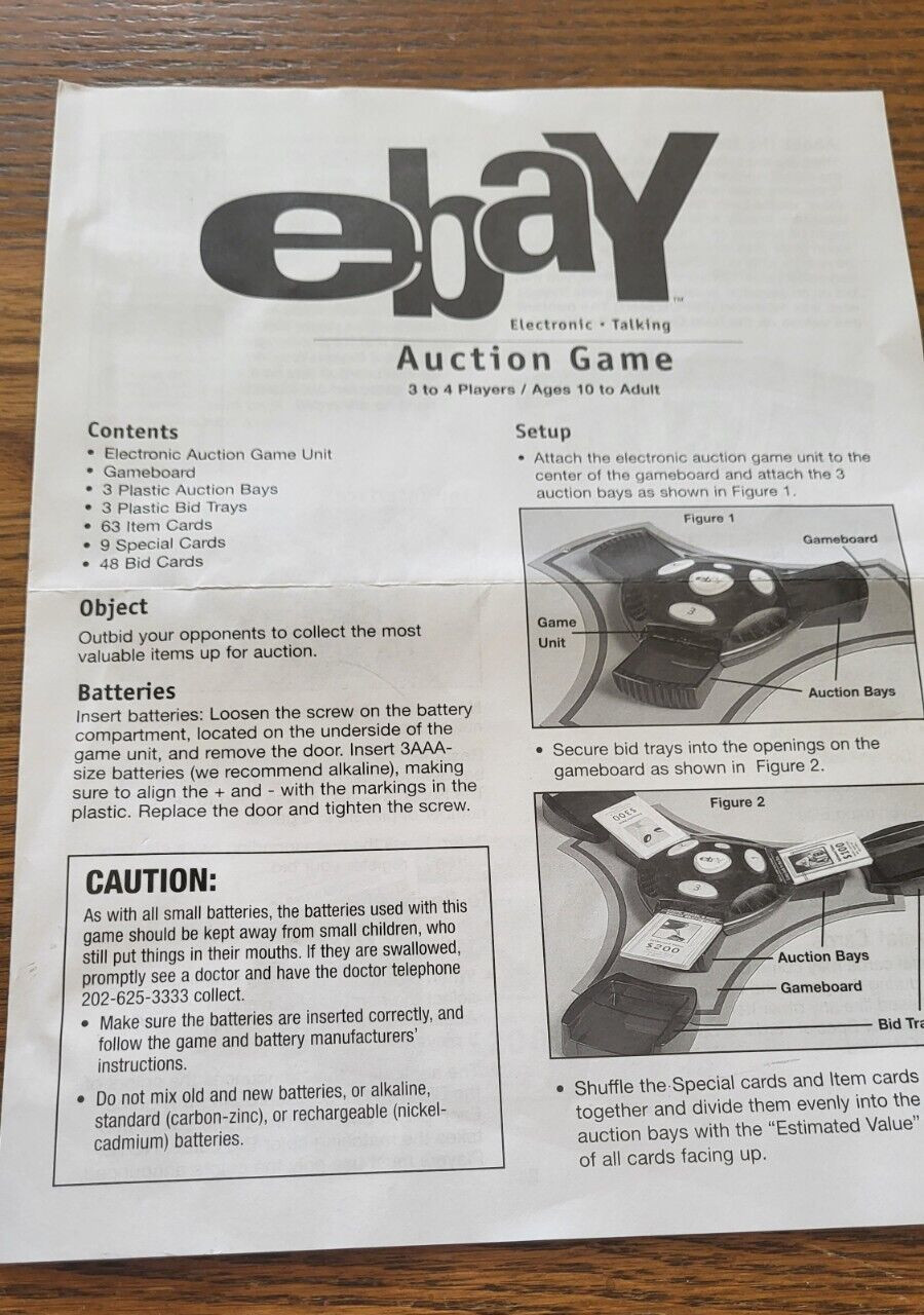 EBAY Electronic Talking Auction Game Ages 10 to Adult 3 to 4 players