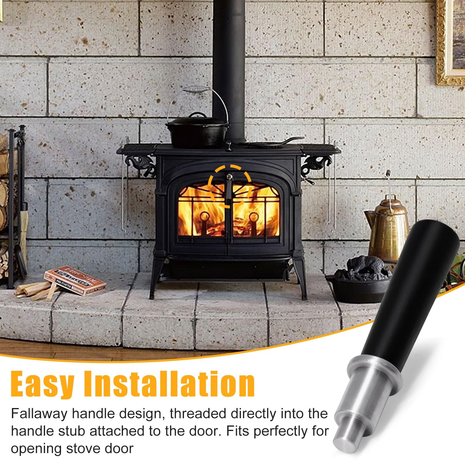 Criditpid 30004175K Wooden Fallaway Handle for Vermont 30004175K, Black