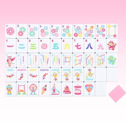 160 Pink American Printed Mahjong Game Set with Carrying Bag and Accessories