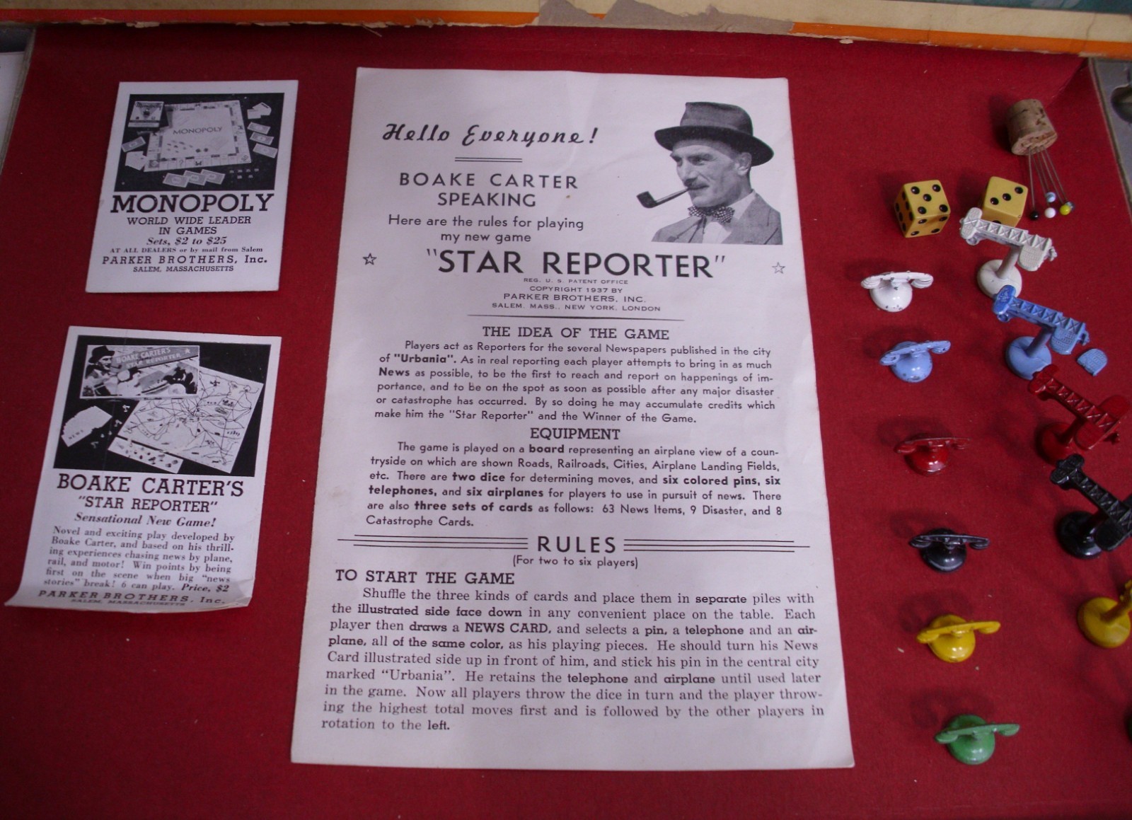 BOAKE CARTER’S STAR REPORTER BOARD GAME 1937 PARKER BROTHERS BOXED