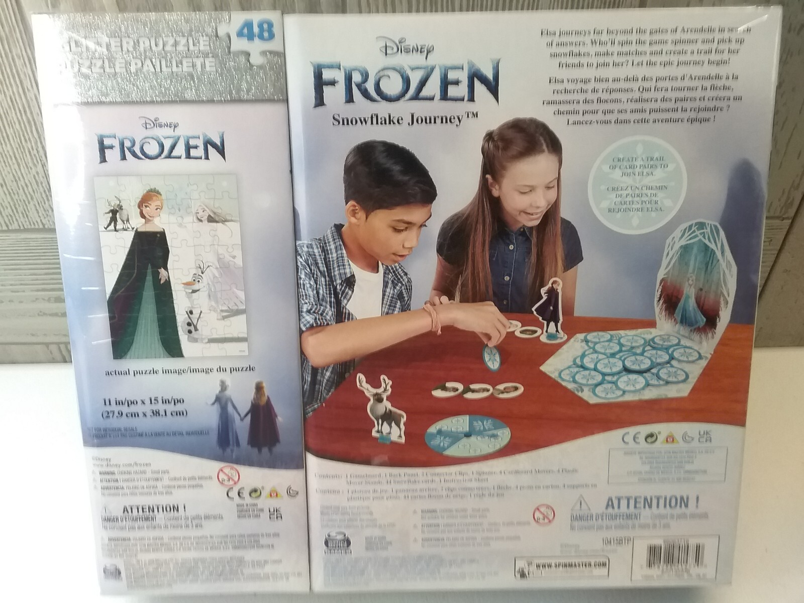DISNEY FROZEN 2IN1 48 PIECE GLITTER PUZZLE AND SNOWFLAKE JOURNEY BOARD GAME 5+