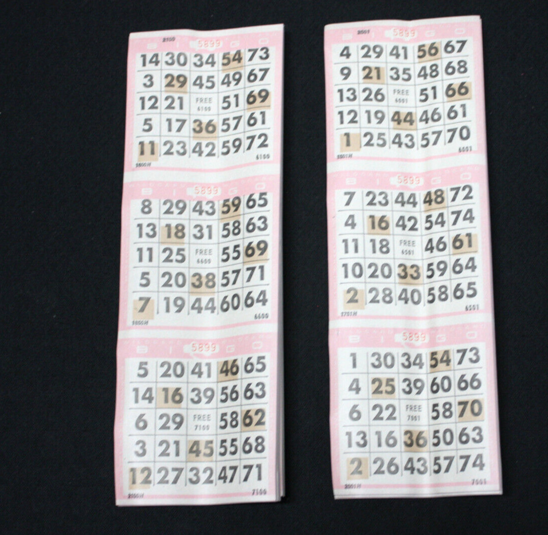 BINGO PAPER Cards Sheets 3 on 1 Pink Border Wildcard 5 pattern – 100 sheets