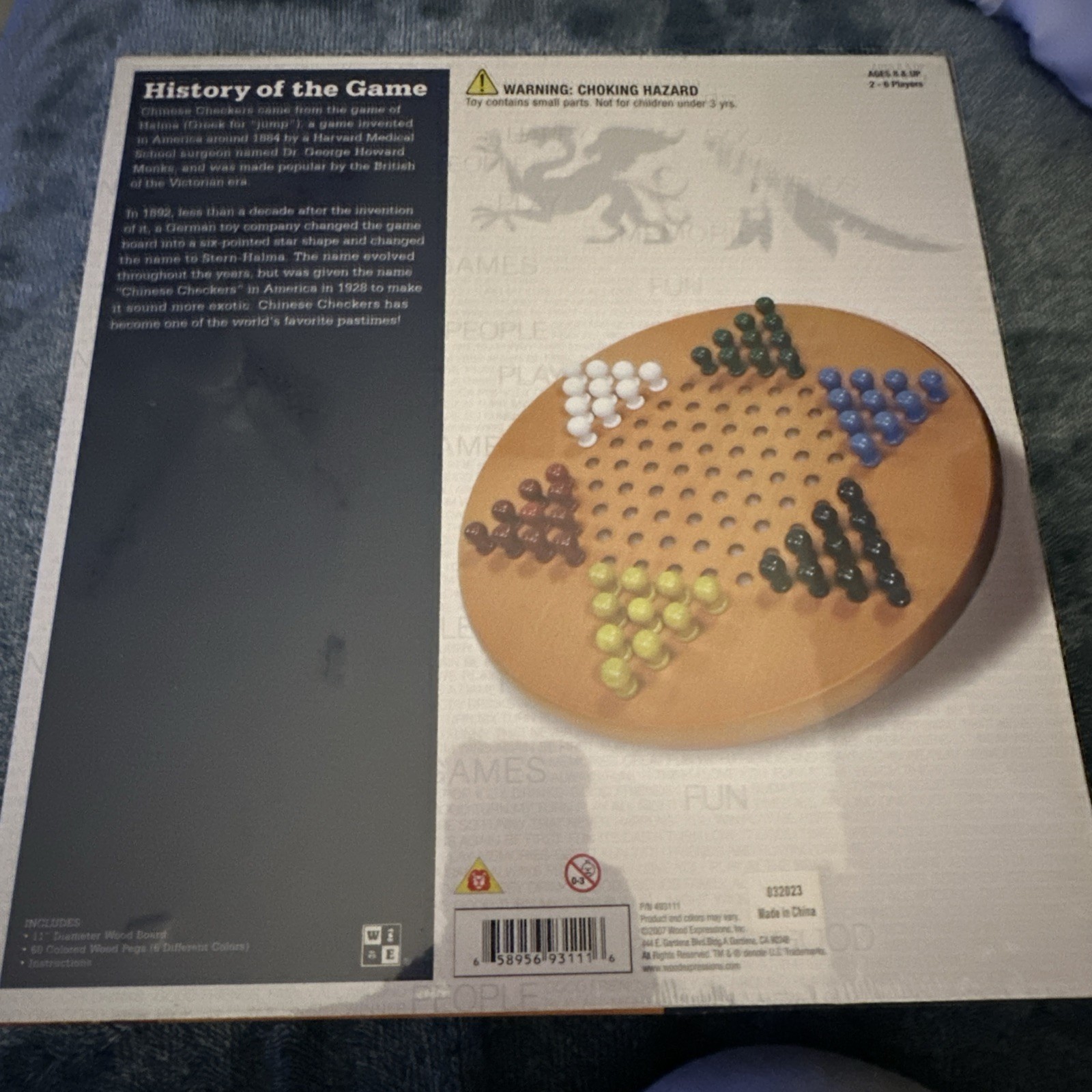 WE Games Solid Wood Chinese Checkers with Wooden Pegs – 11.5 inch Diameter