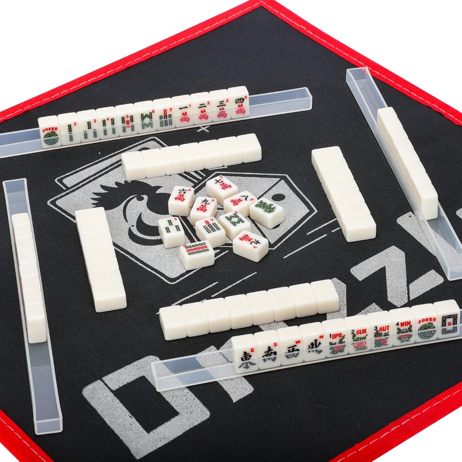 Travel Mini American Mahjong Set 166 Tiles with Racks Instructions Panda Bag