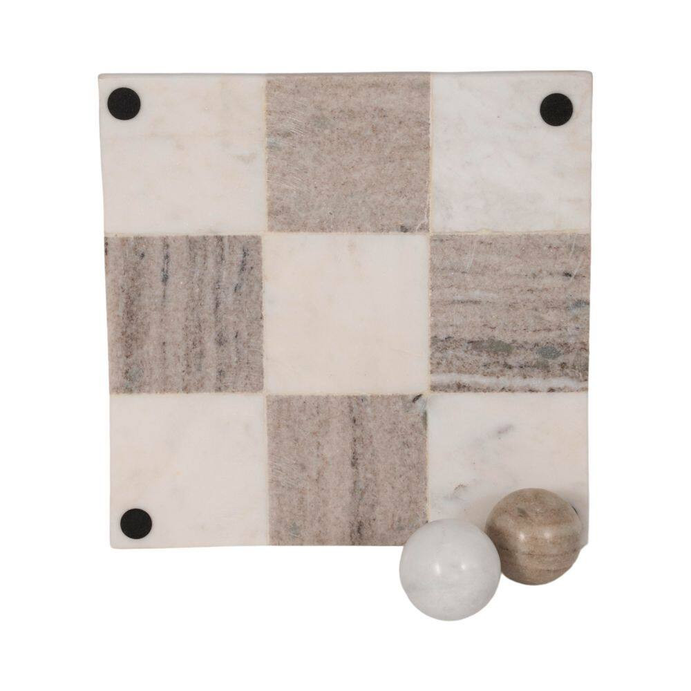 Ivory 9 In. X 3 In. Stone Tic Tac Toe Decorative Game Set
