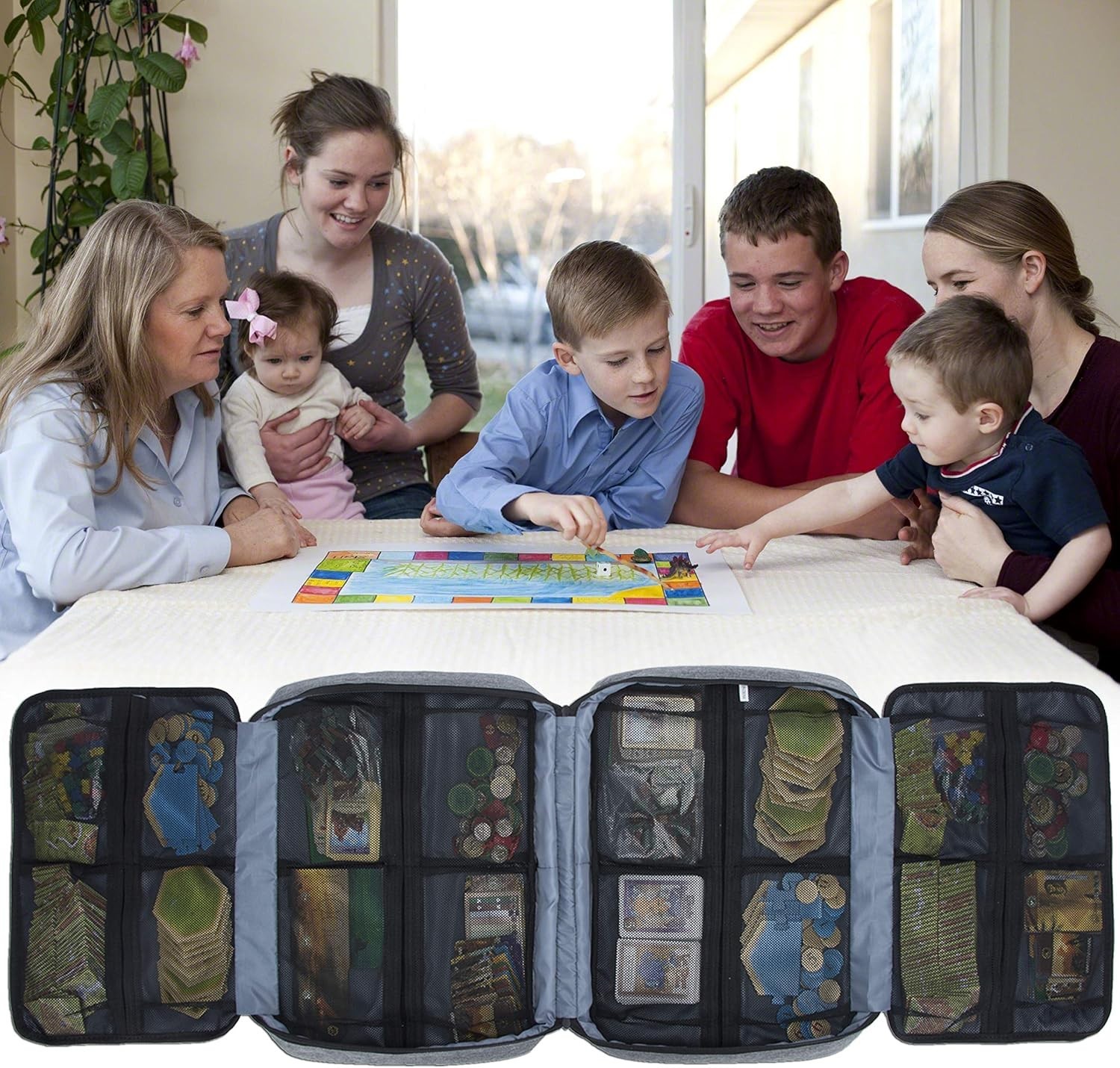 Expandable Board Game Carrying Case with 18 Pockets for Ultimate Organization