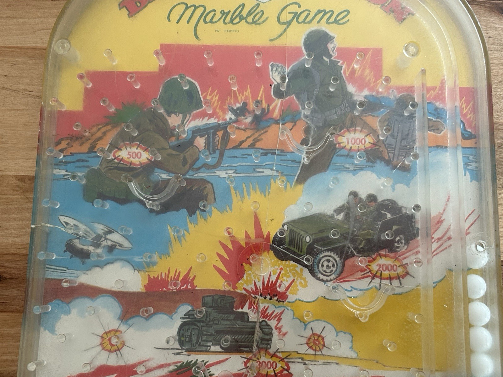 VTG 50’S Wolverine Toys BATTLE ACTION MARBLE GAME Tabletop Pinball 16” x 10”