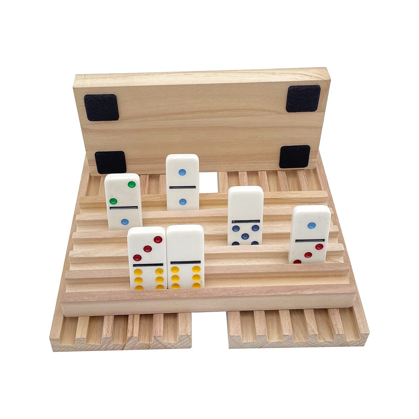 SUTIMSHE Natural Wood Domino Racks, 7.87x 3.74x 0.71 inches, Woodgrain Color