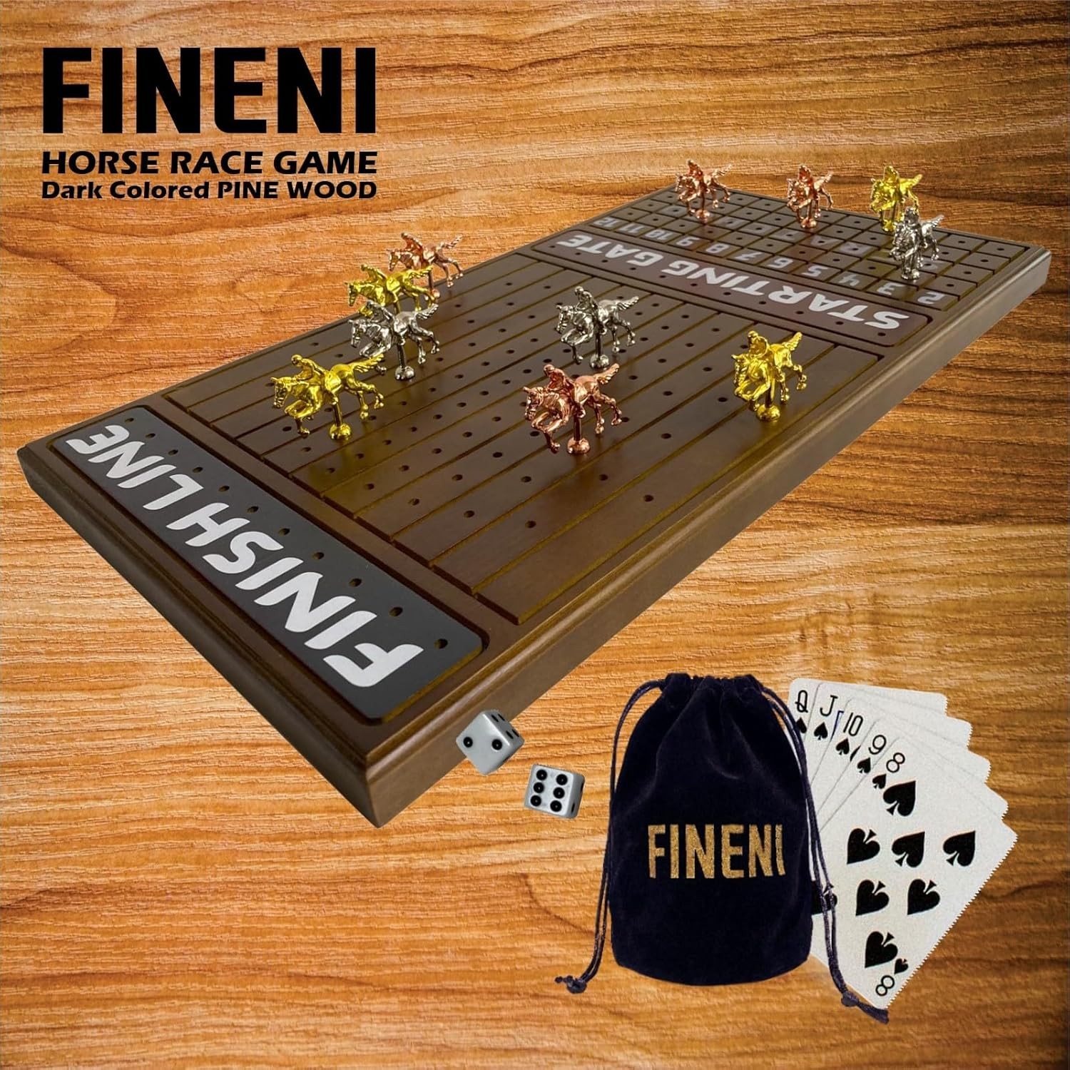 Horse Racing Game for Adults, Horse Race Board Game with 11 Luxurious Metal Hors