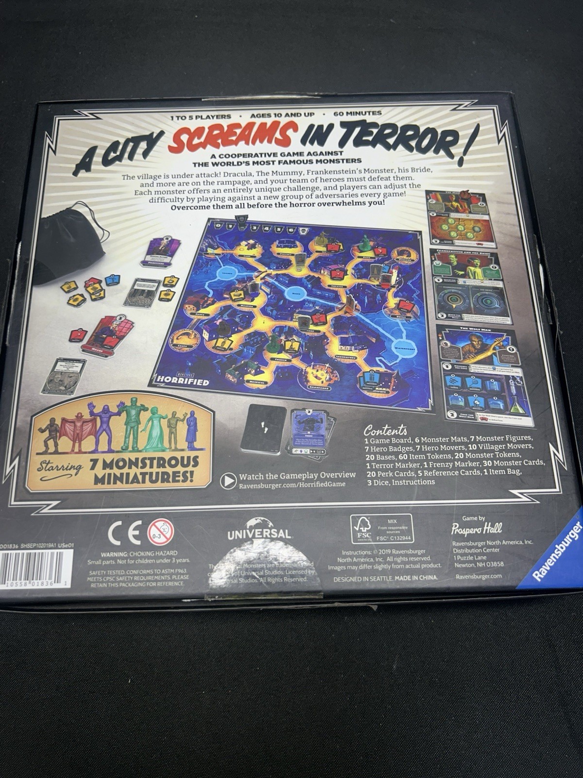 Horrified Board Game – Universal Monsters Edition – Complete w/ All Pieces!