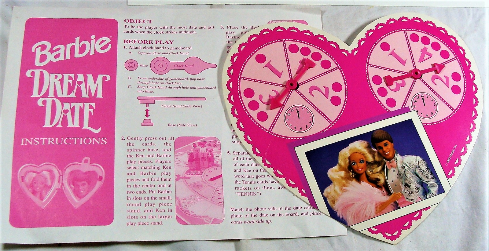 Vtg 1992 Barbie Dream Date Game Almost Complete or Parts Very Good Condition