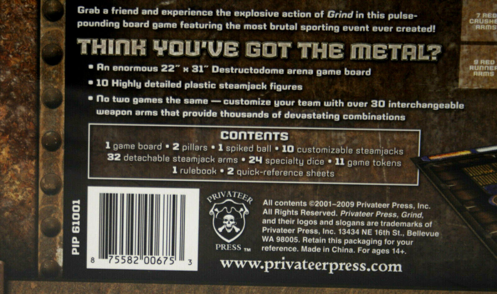 Grind Full Metal Battle Sport Board Game Privateer Press NEW SEALED