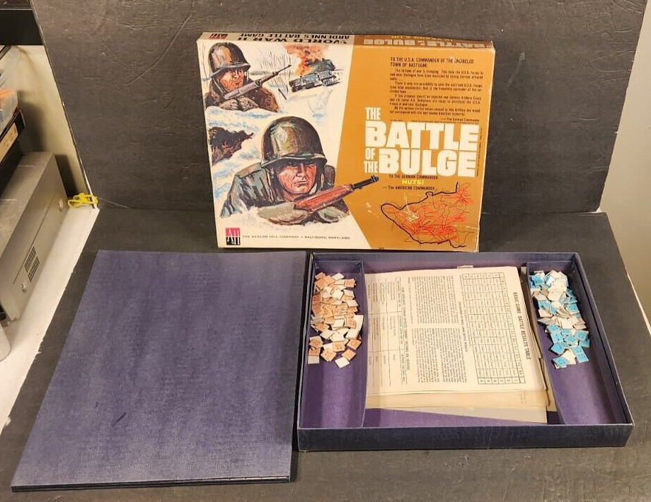 VINTAGE 1965 AVALON HILL COMPANY “THE BATTLE OF THE BULGE” BOARD GAME