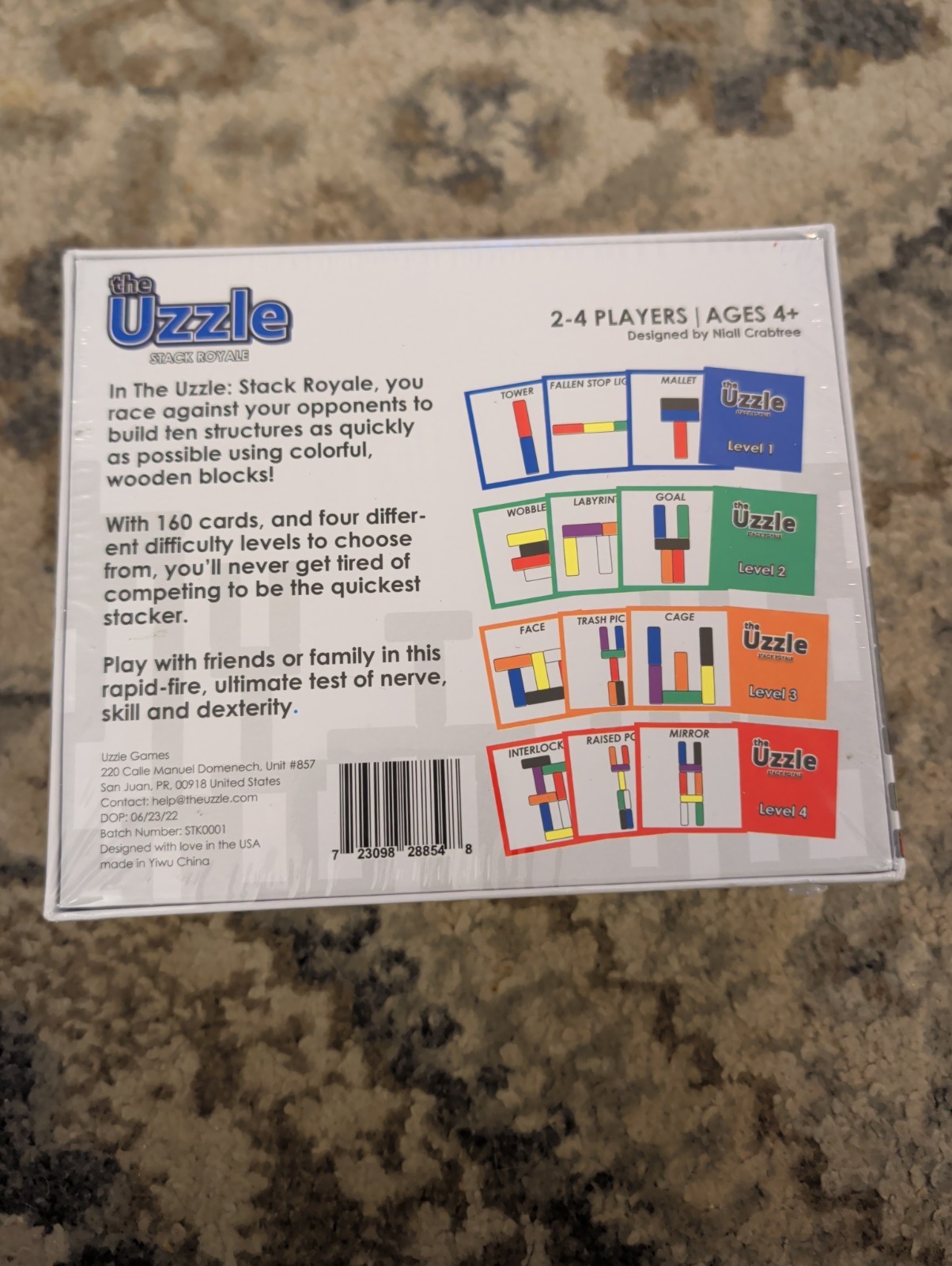 The Uzzle Stack Royale Game, Multicolor Blocks, 2-4 Players