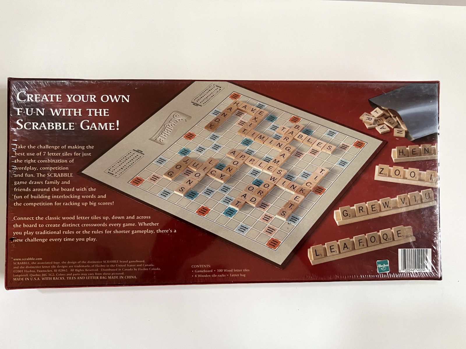 Scrabble Board Game by Hasbro, 2001 Vintage, NEW Sealed, Ships Fast