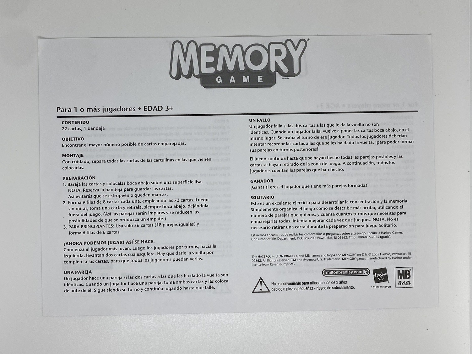 The Original Memory Game 2007 Hasbro Classic Matching Children’s Game Complete