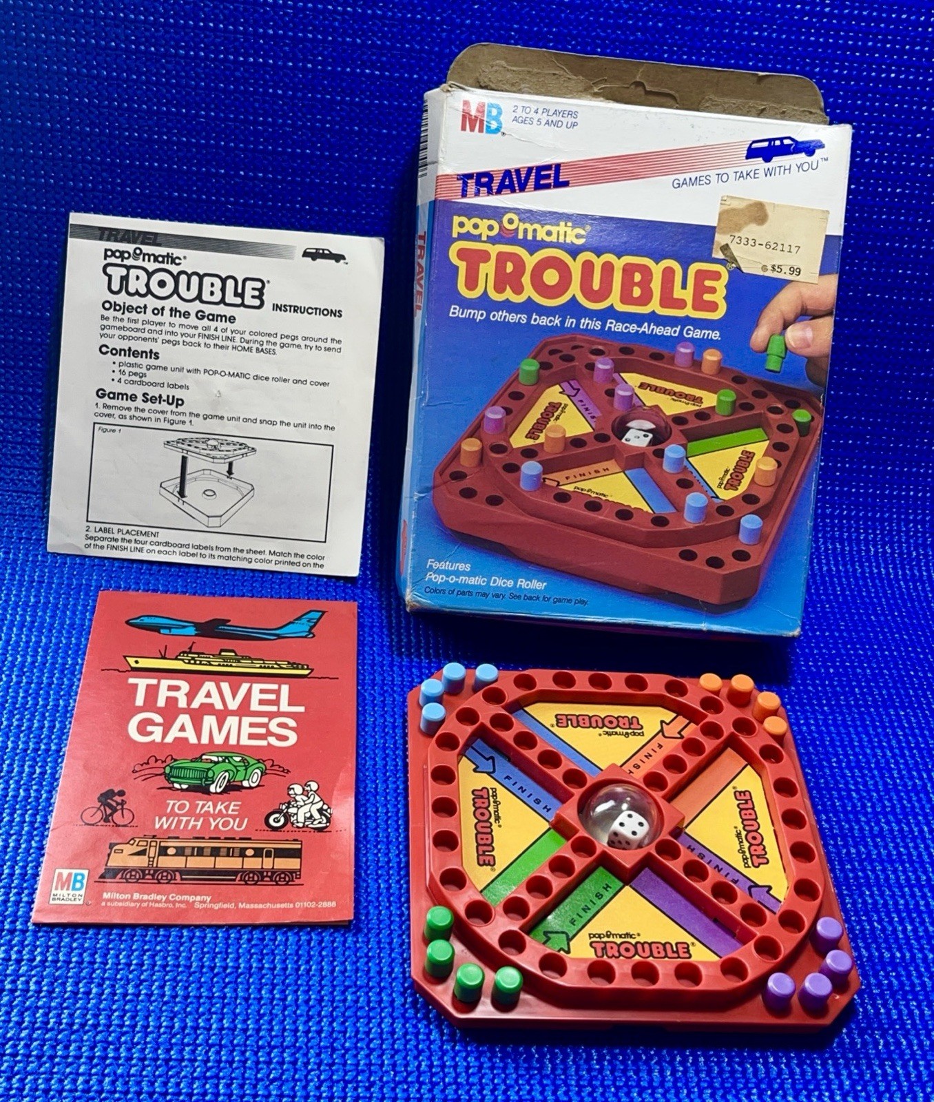 1986 Milton Bradley Pop-O-Matic Trouble Travel Game-Complete