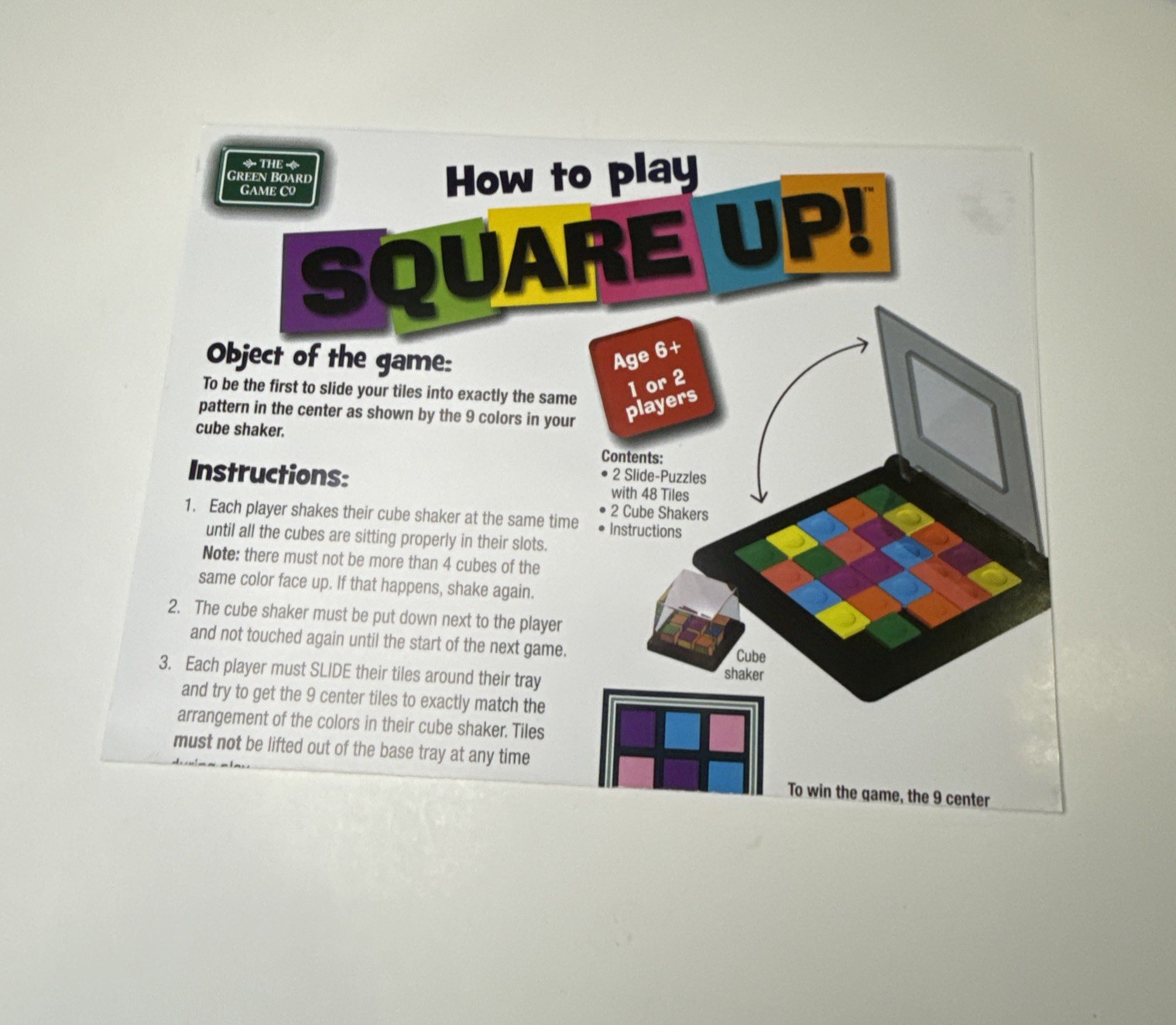 Square Up! Game COMPLETE Mindware 2009 Tile Strategy Slide Puzzle Race