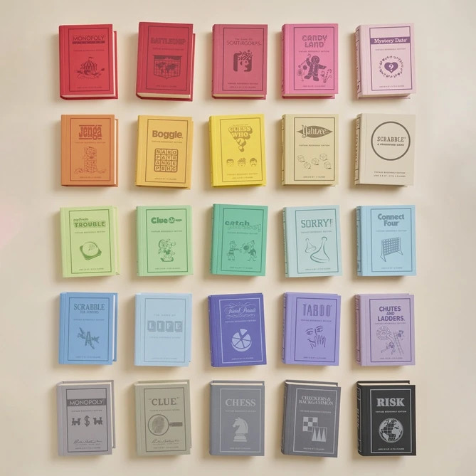 WS Game Company 25-Pack Vintage Bookshelf Classic Board Games Collection New