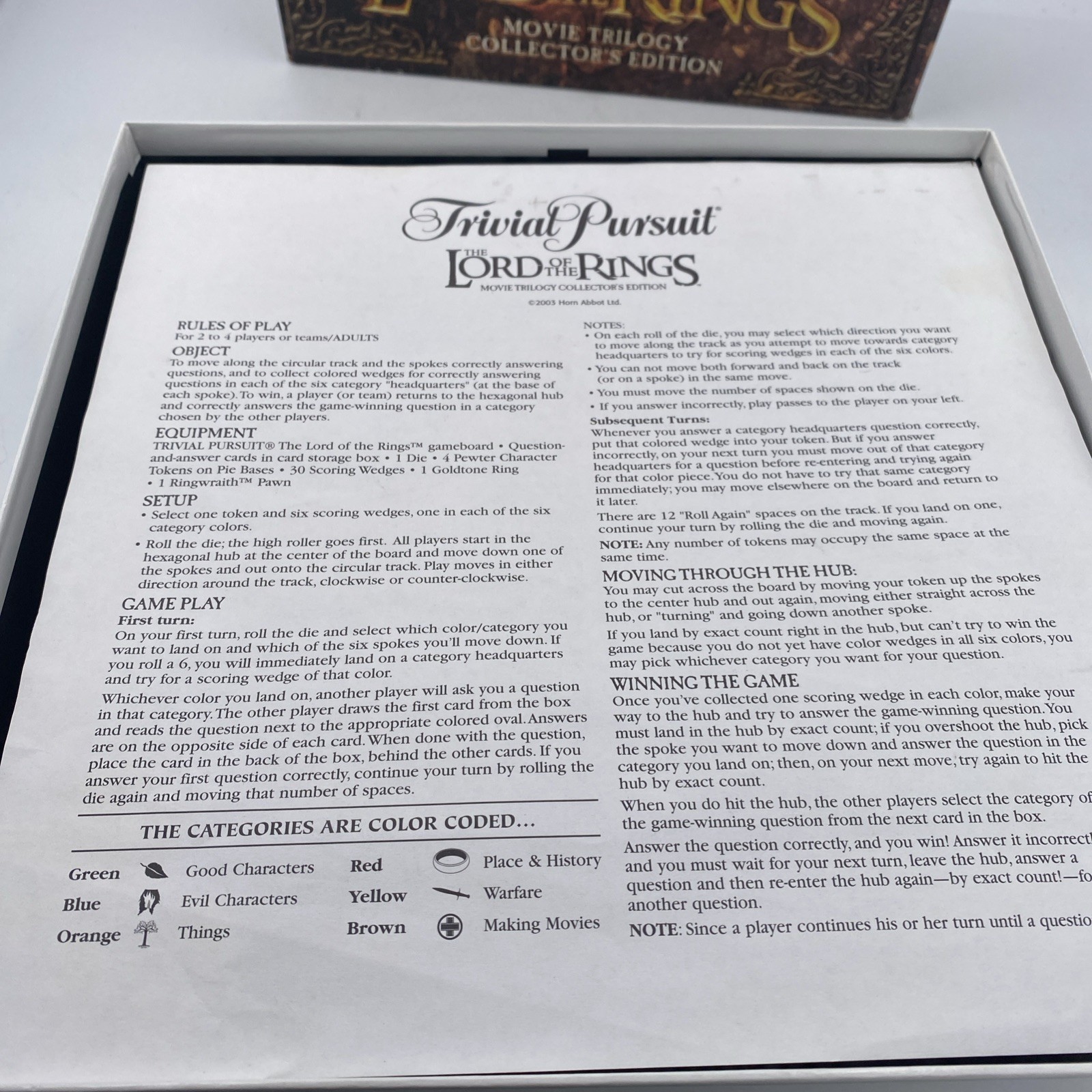 Trivial Pursuit The Lord Of The Rings Movie Trilogy Collector’s Edition Complete