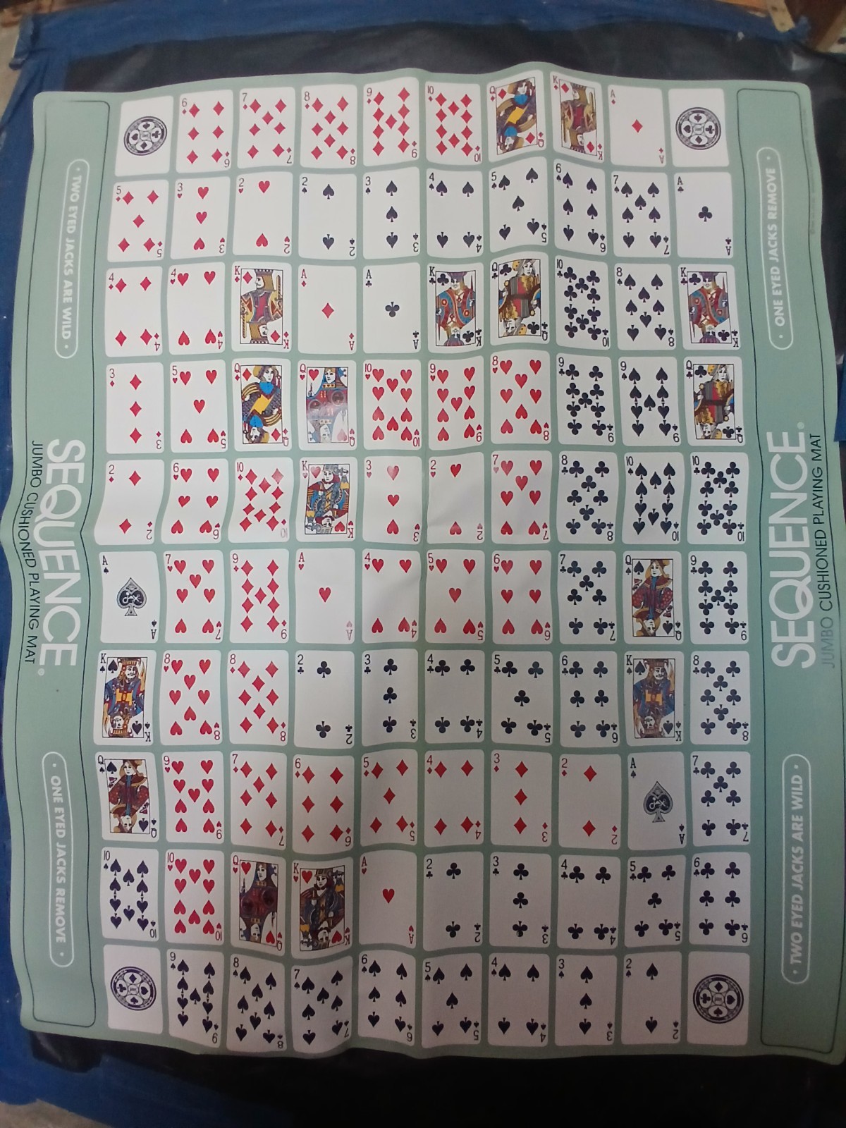 Vintage 1996 Jumbo Sequence Board Game Jax COMPLETE Cushion Mat Cards Chips