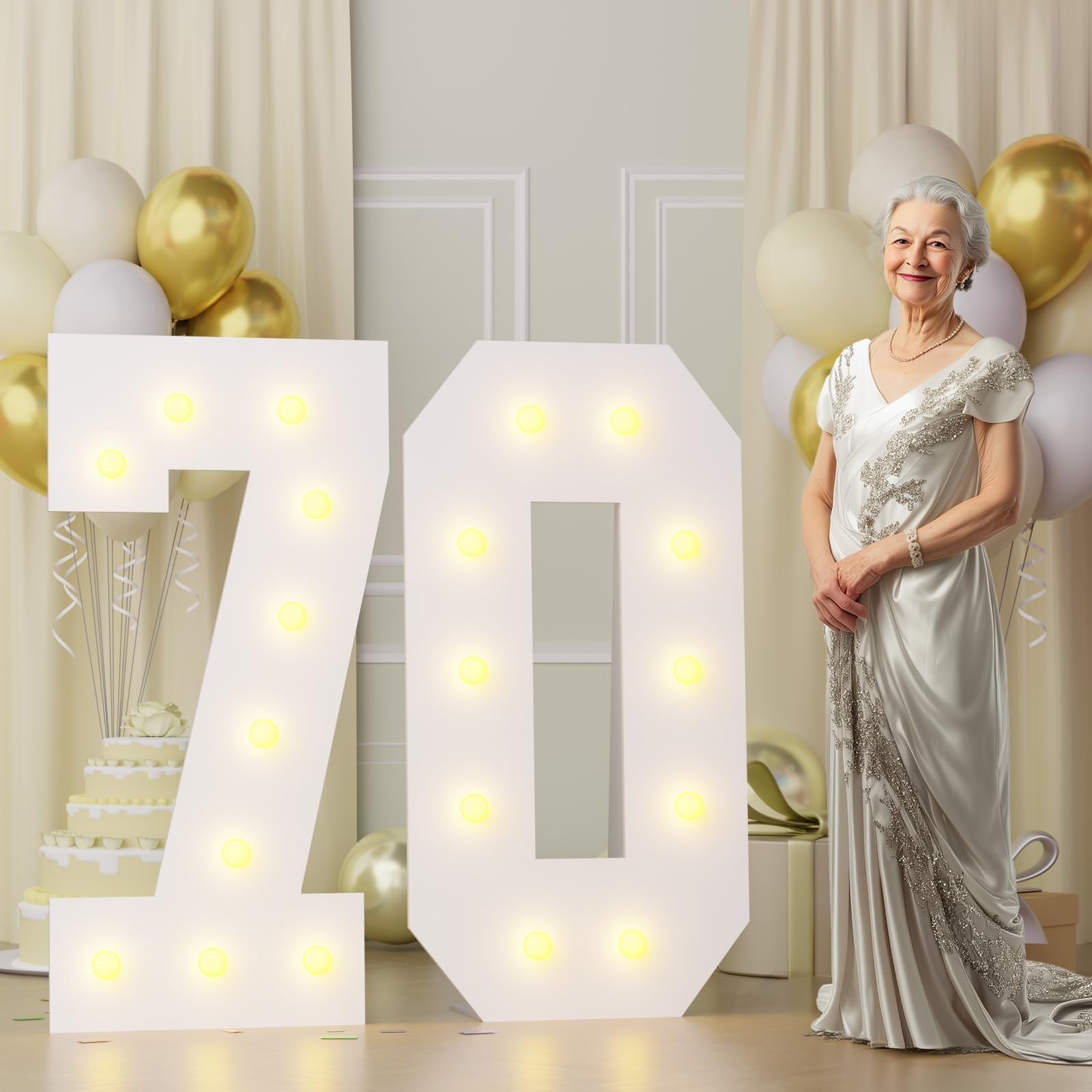 Bugame 4FT 70 Marquee Numbers, Big 70 Light Up Numbers for 4 feet, Number 70