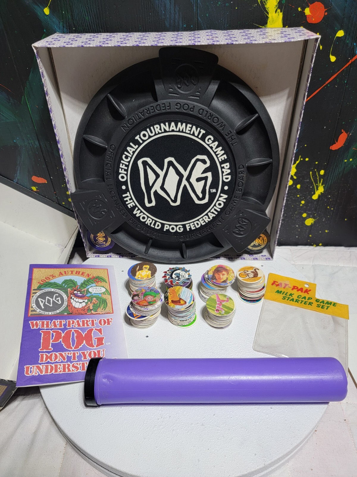 94 Pog the Game “World Pog Federation” VTG Milton Bradley 205 POG 4 Metal SLMRS