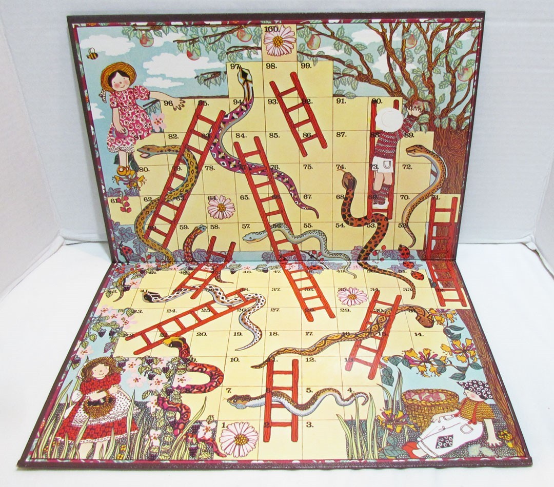 SNAKES AND LADDERS VINTAGE BOARD GAME by GALT TOYS UK ENGLAND COMPLETE &
