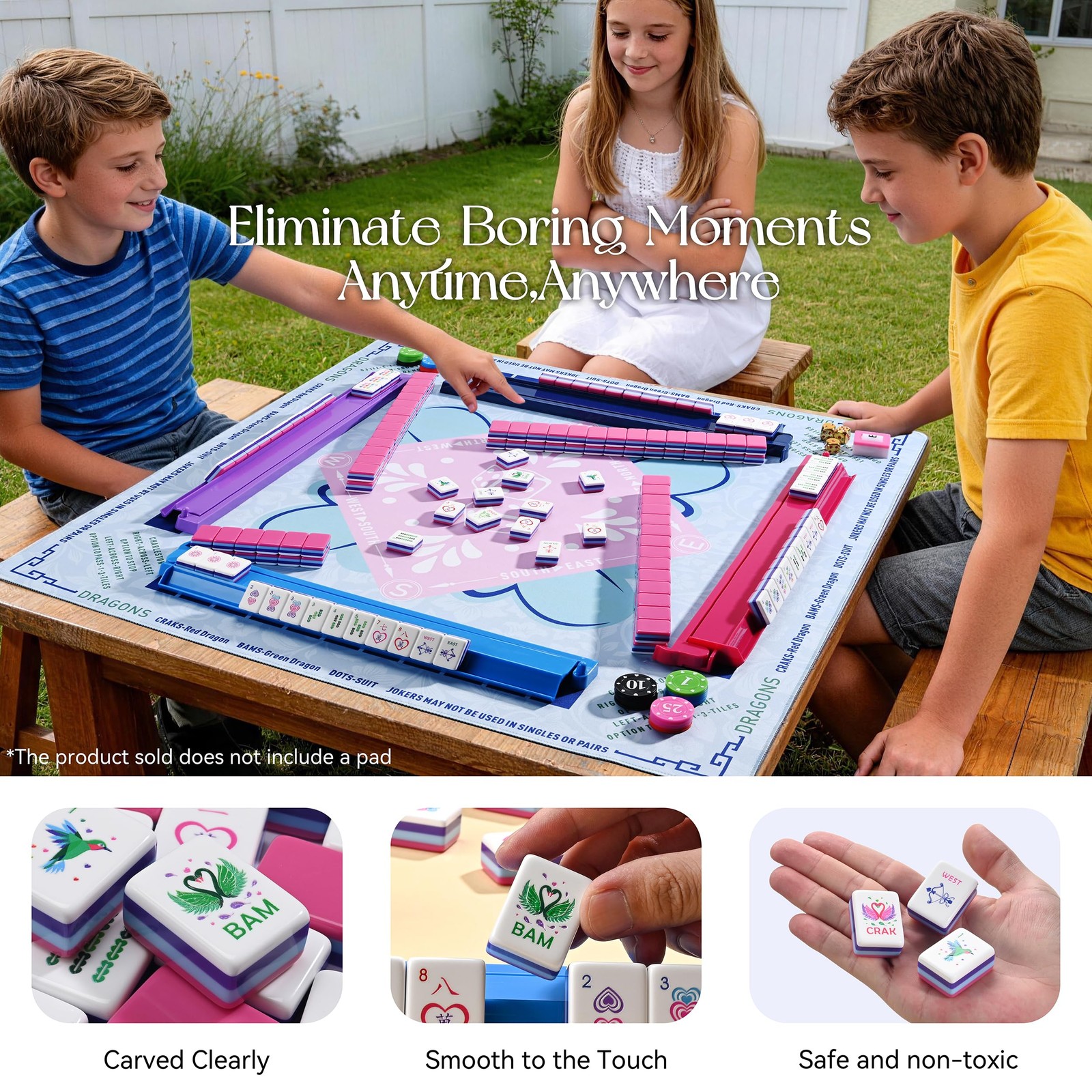 Binood American Heart-Shaped Mahjong Set – 160 Premium Acrylic Tiles, 4-Layer…