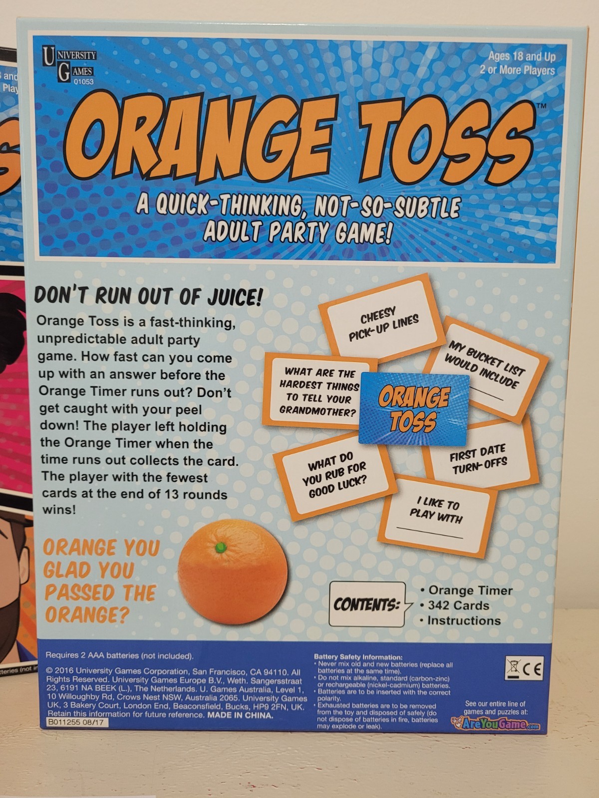 Complete- Orange Toss Adult Party Game 18+ 2-more player