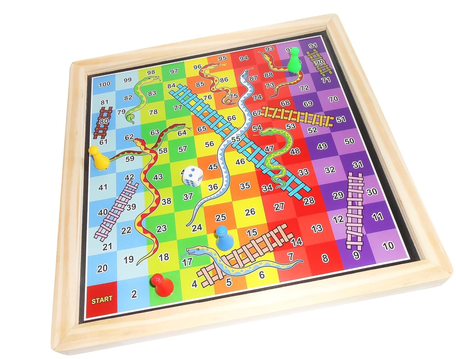 New Ludo + Snakes & Ladders Wooden Board Game 2-Pack for Adults & Kids