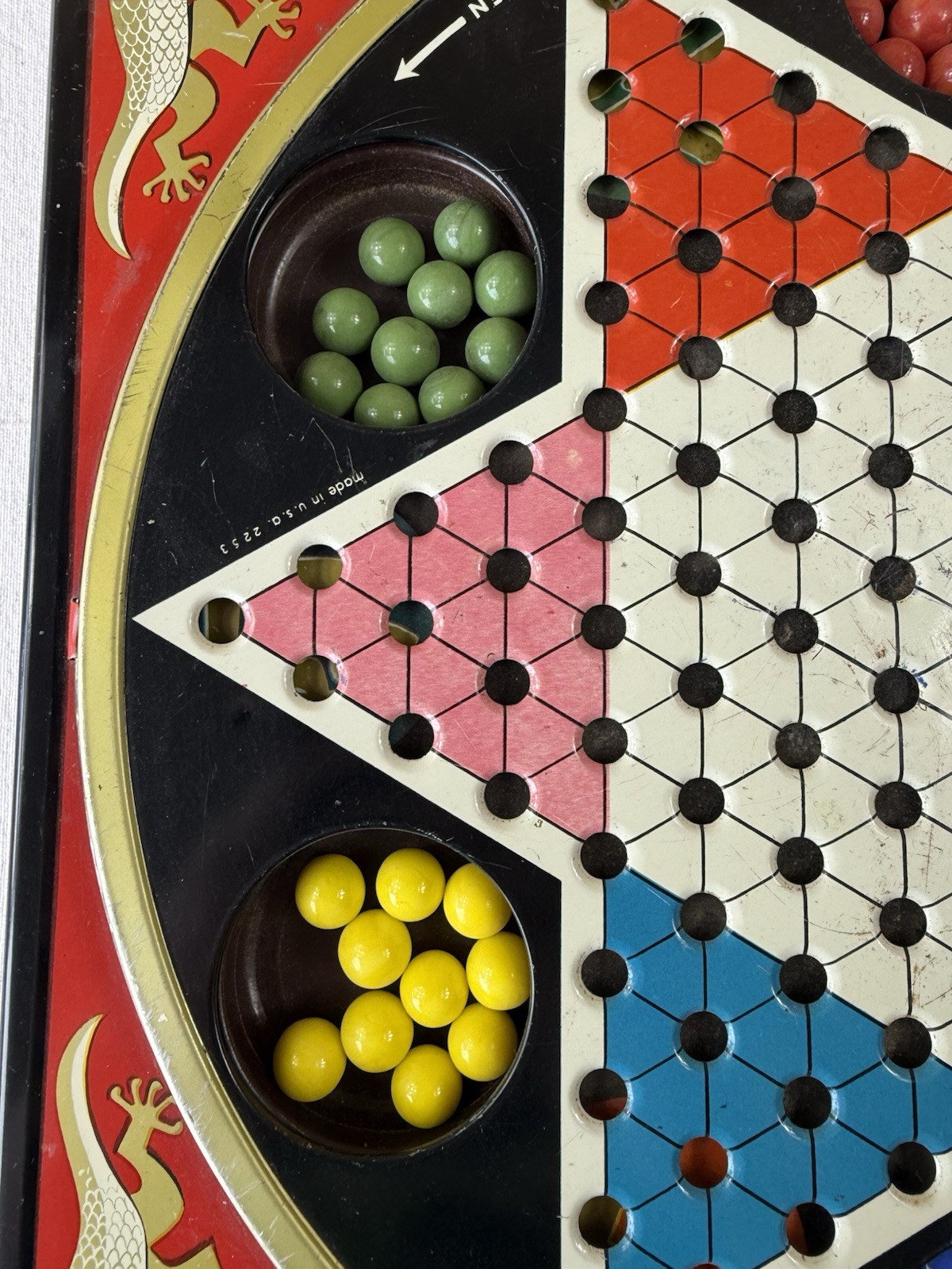 VINTAGE PRESSMAN 2253 TOY CORP HOP CHING CHINESE CHECKERS with marbles USA