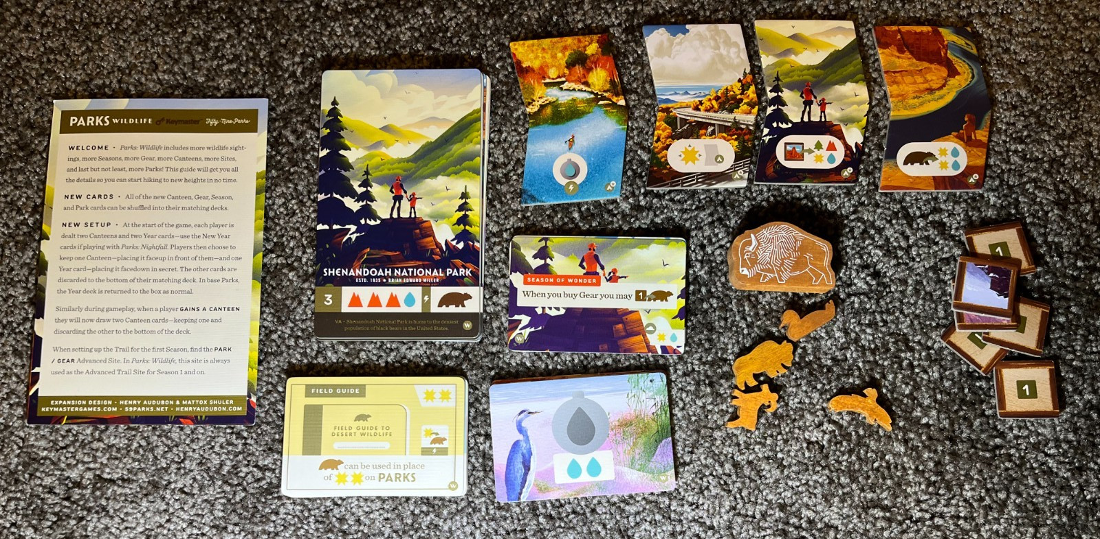 Keymaster Games PARKS Board Game + Wildlife Expansion, 100% Complete, VG++
