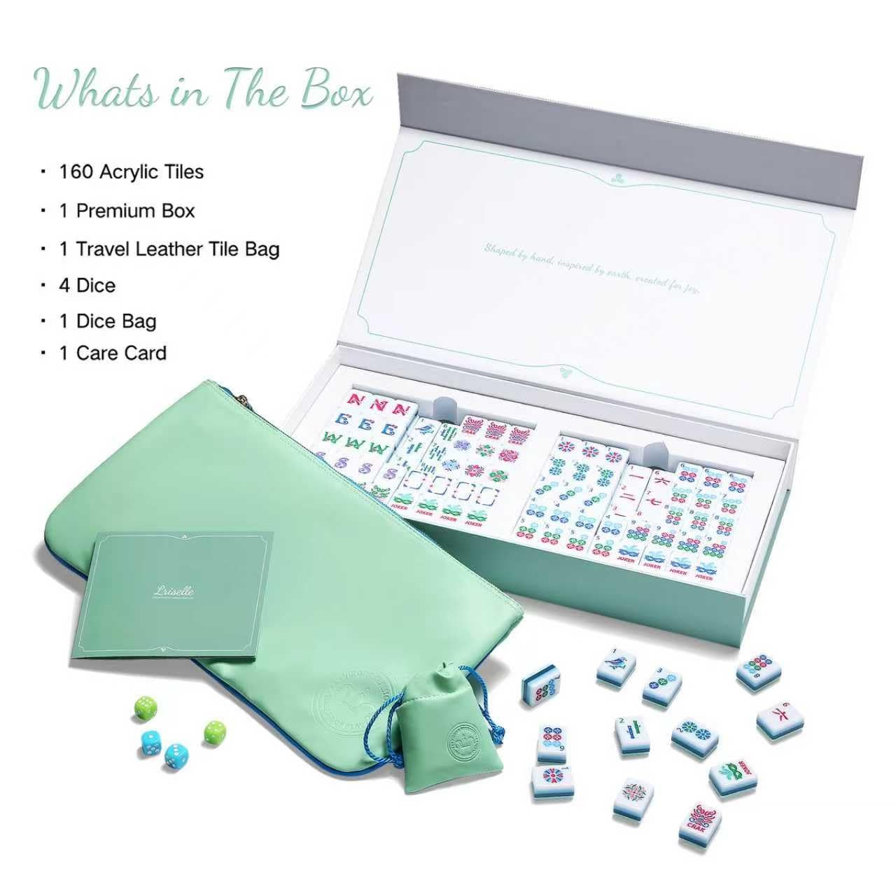American Mahjong Tile Set, 160 Green 4 Layer Mah Jong GameTiles with Tile Bag…