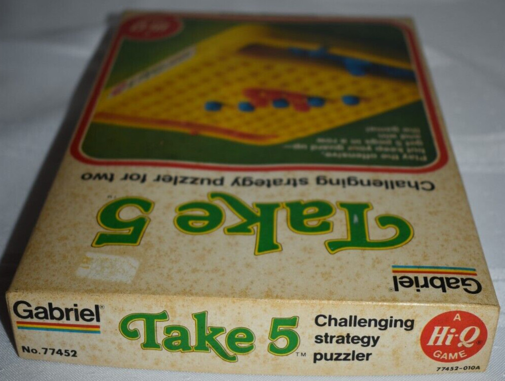 1977 TAKE 5 Gabriel Strategy Game Hi-Q Puzzle Vtg w/Instructions New HONG KONG