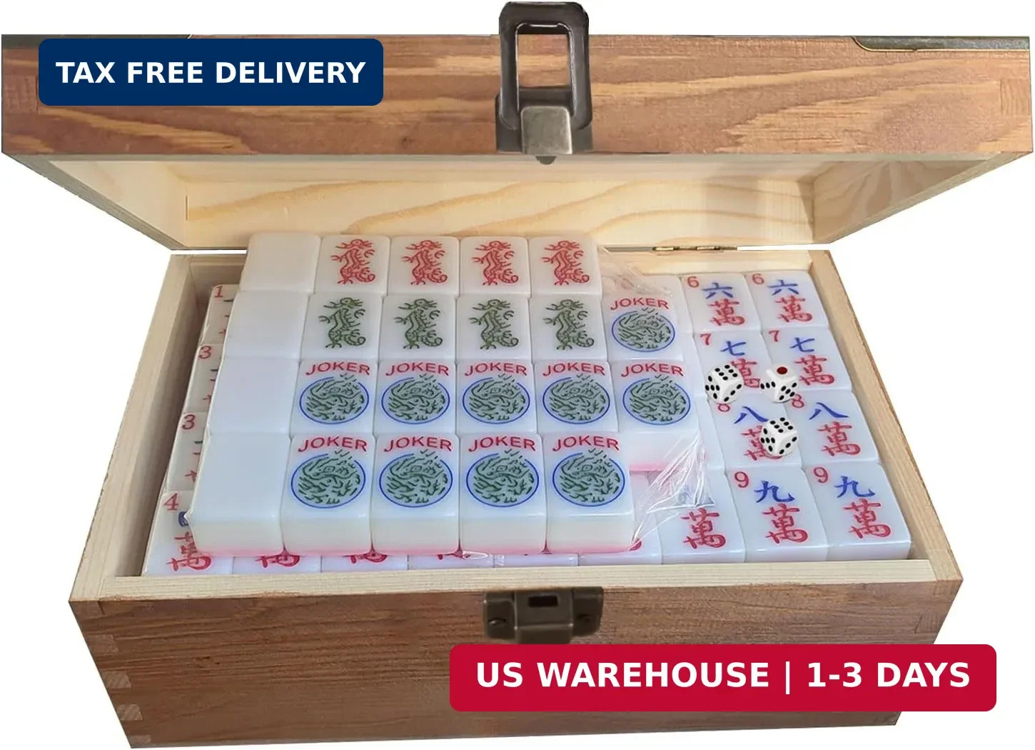 American Mahjong Set,166 White Tiles with Mahjong Storage Box.Portable Travel Co