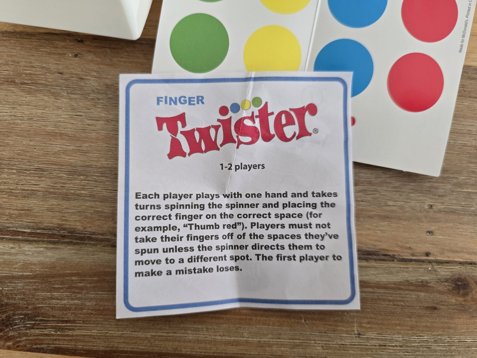 Twister Finger Travel Board Game with Spinner, Color Theme, 1-2 Players