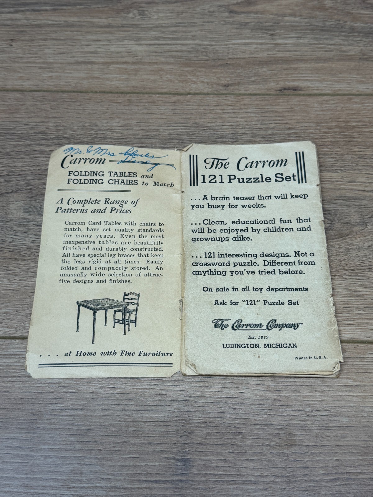 The Carrom Company 1940’s Carrom Game Boards Direction Booklet & Ephemera