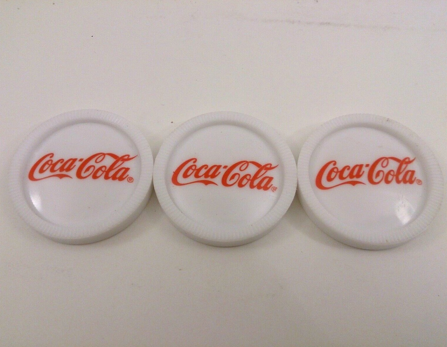 3 x White Coca Cola Checkers Game Replacement Pieces Parts Checker