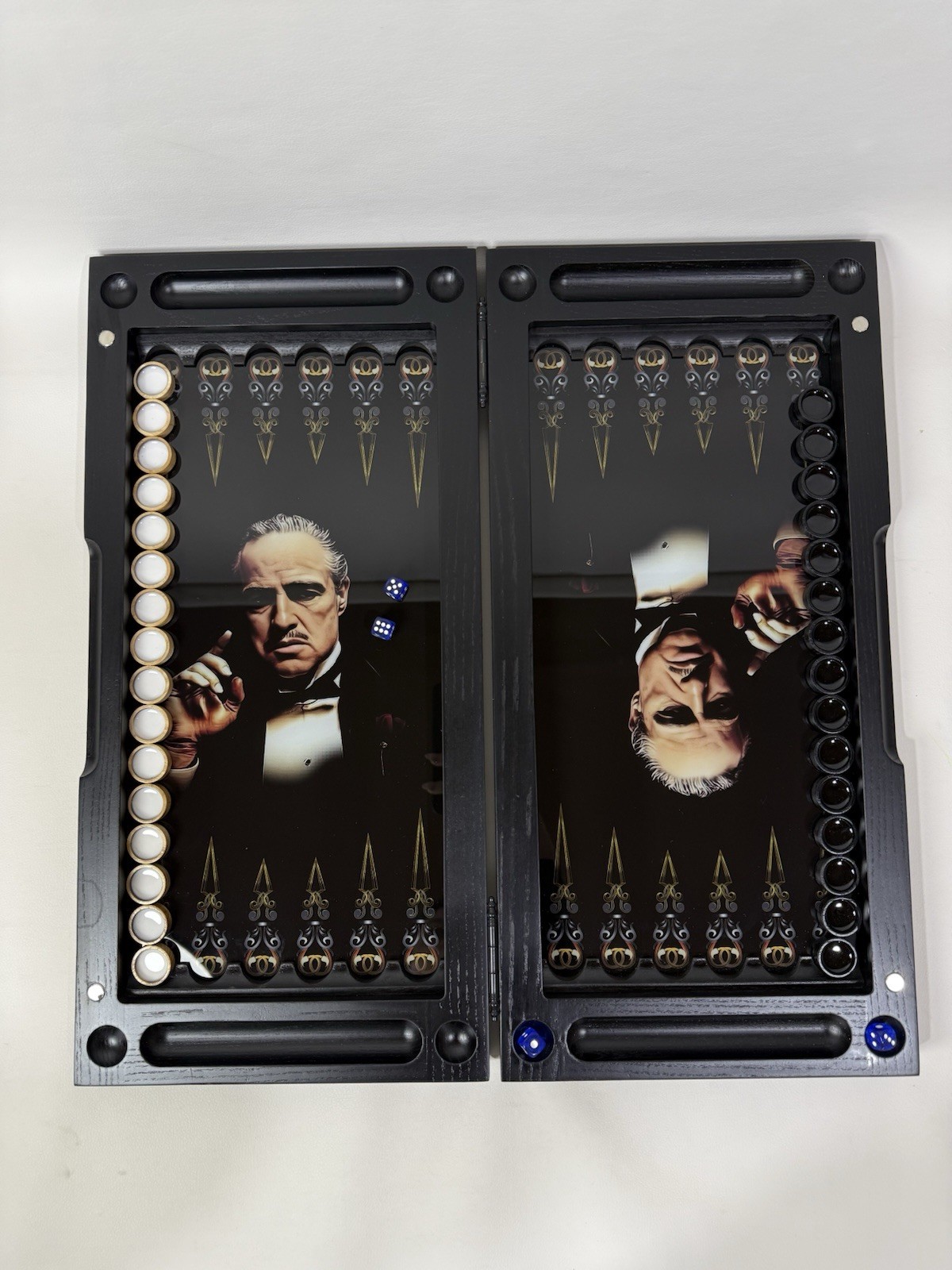 The Godfather Backgammon Board – Handmade Ash Wood & Glass Set, Luxury Gift