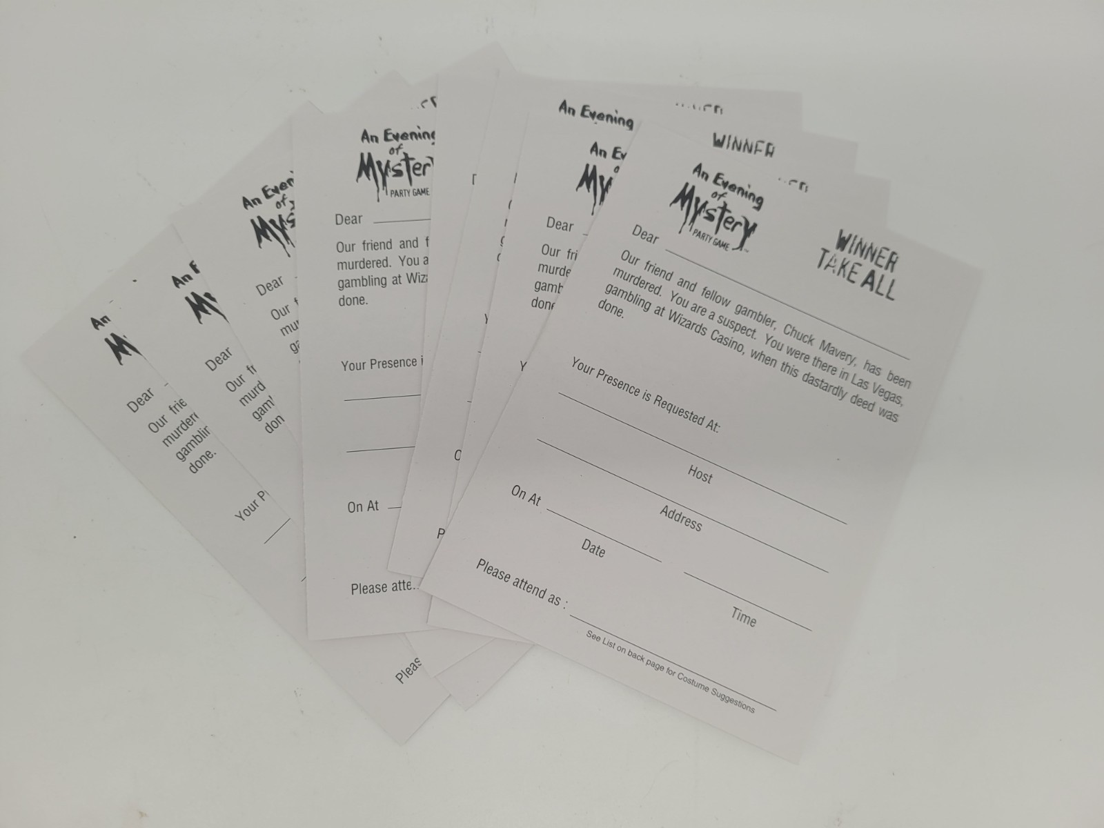 An Evening of Mystery Party Game Winner Take All 8 Adult Players